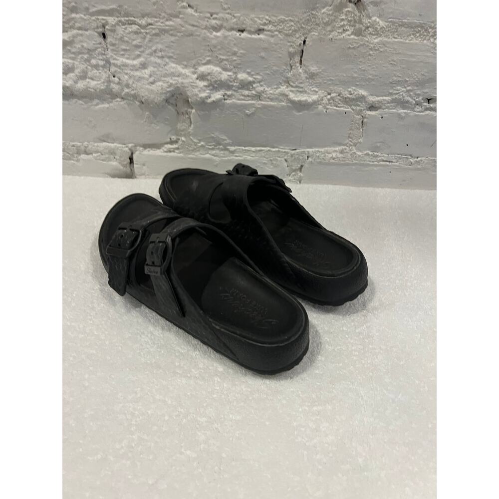 Skechers Women's Black Double Strap Slide Sandals - Picture 6 of 10